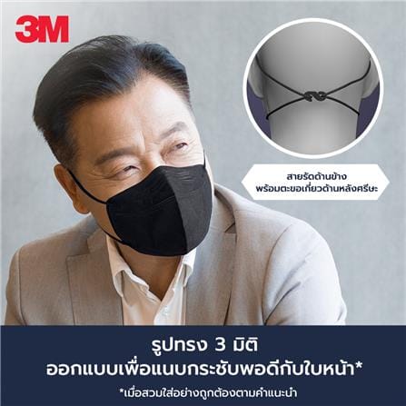 หน้ากากป้องกันฝุ่นละอองขนาดเล็ก KN95 PM 2.5 3M สีดำ 1 ชิ้น_9