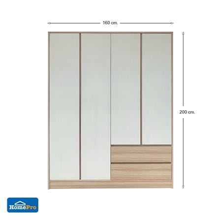 ตู้เสื้อผ้า 4 บานเปิด FURDINI PEARL สี PINE OAK/WHITE_4