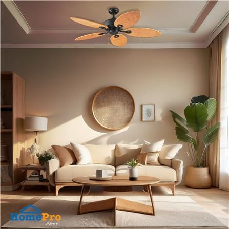 พัดลมไม่มีโคมไฟ CARINI CN01-52N CBK 52 นิ้ว 5 ใบพัด สีดำ/น้ำตาล_1
