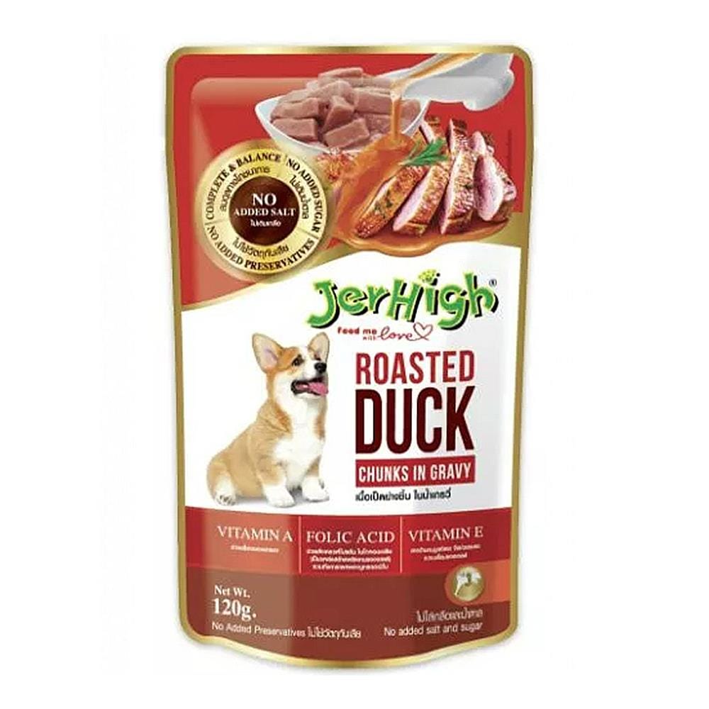 อาหารเปียกสุนัข JERHIGH ROASTED DUCK IN GRAVY 120 ก.