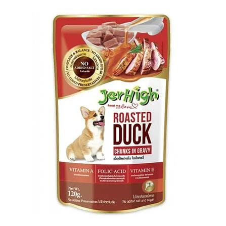 อาหารเปียกสุนัข JERHIGH ROASTED DUCK IN GRAVY 120 ก.