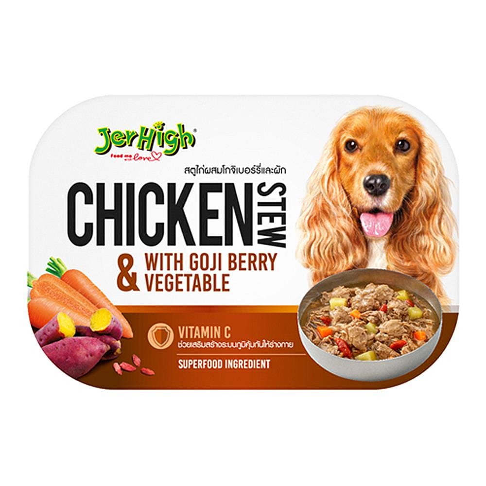 อาหารเปียกสุนัข JERHIGH CHICKEN STEW WITH GOJI BERRY AND VEGETABLE 200 ก.