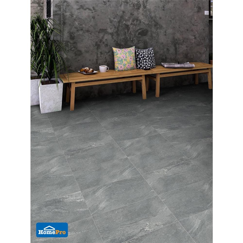 กระเบื้องพื้นพอร์ซเลน 29.8x60 ซม. TARA มาเตโอ ดำ A 0.72M2