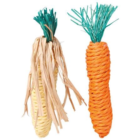 ของเล่นสำหรับสัตว์เล็ก TRIXIE SET OF STRAW TOYS MAIZE/CARROT 15 ซม. แพ็ก 2 ชิ้น_0