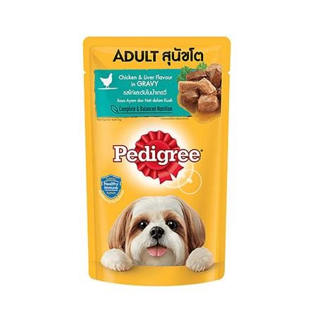 อาหารเปียกสุนัข PEDIGREE ADULT รสไก่และตับในน้ำเกรวี่ 130 ก._0