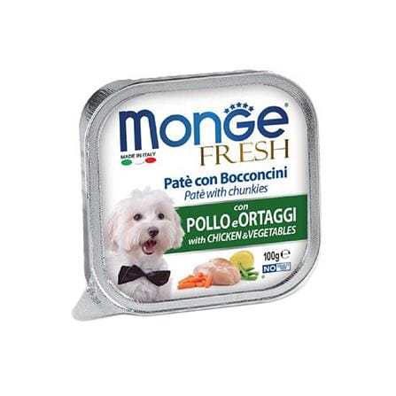 อาหารเปียกสุนัข MONGE FRESH CHICKEN AND VEGETABLES 100 ก.