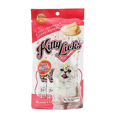 ขนมแมวเลีย KITTY LICKS TUNA WITH SALMON แพ็ก 4 ชิ้น