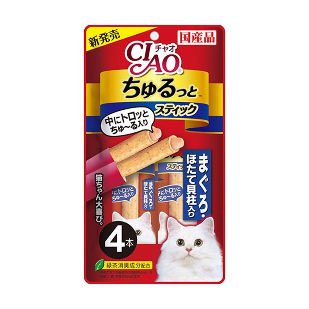 ขนมแมวเลีย CIAO CHURU STICK SCALLOP แพ็ก 4 ชิ้น