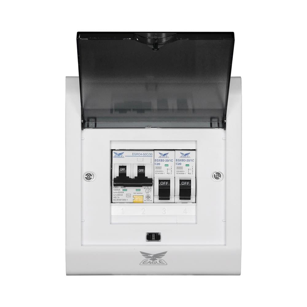ชุดตู้คอนซูมเมอร์ยูนิต 2 ช่อง 50 แอมป์ พร้อมกันดูด RCBO EAGEL