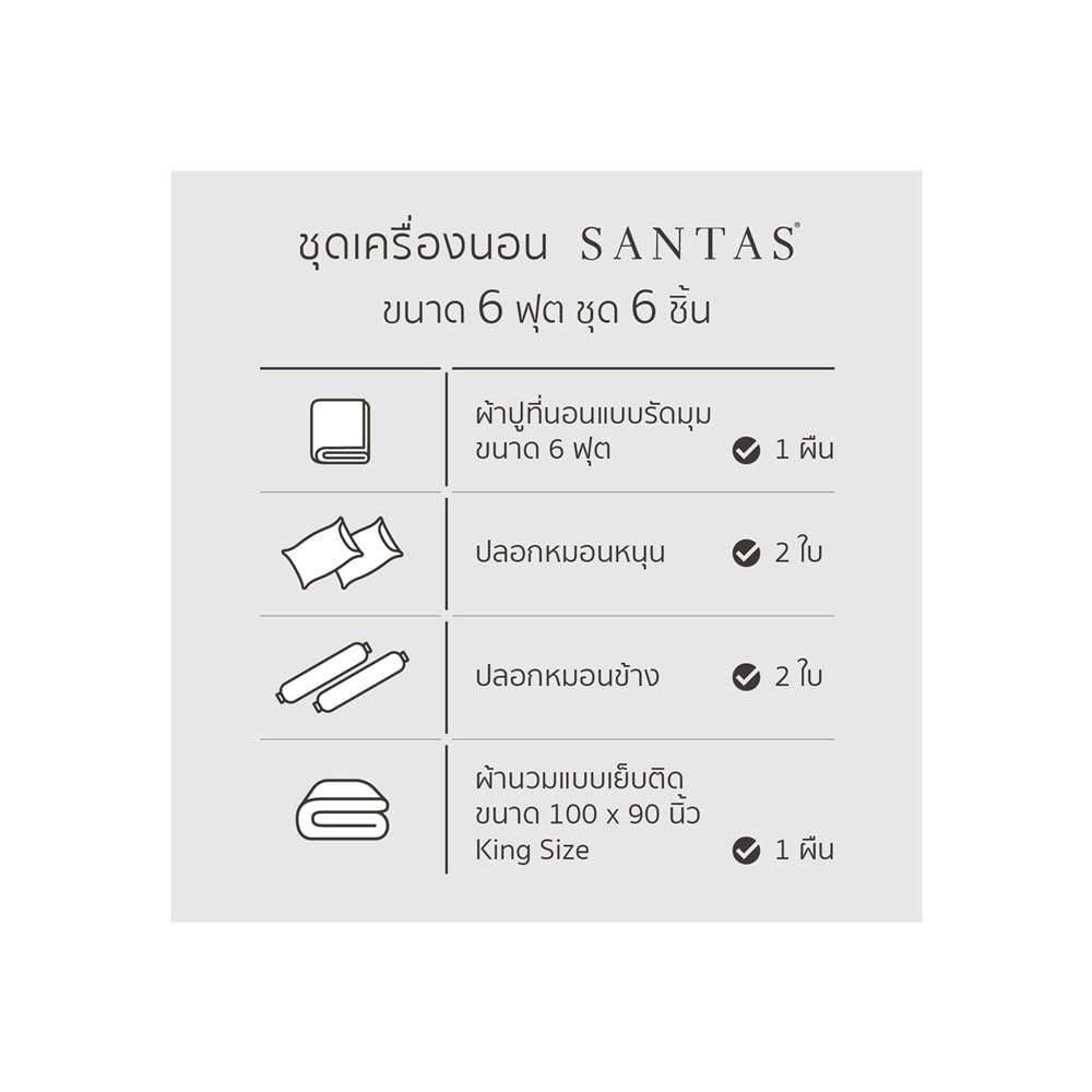 ชุดผ้าปูที่นอน 6 ฟุต 6 ชิ้น SANTAS LANTERN OS