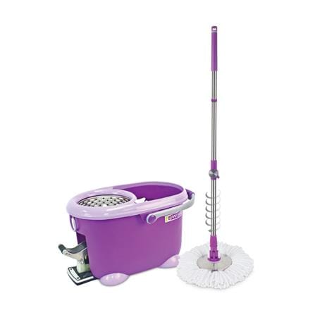ชุดอุปกรณ์ถังปั่นพร้อมไม้ม็อบ BE WISH DOUBLE WASH BOBO MAX SERIES 2 สีม่วง_0