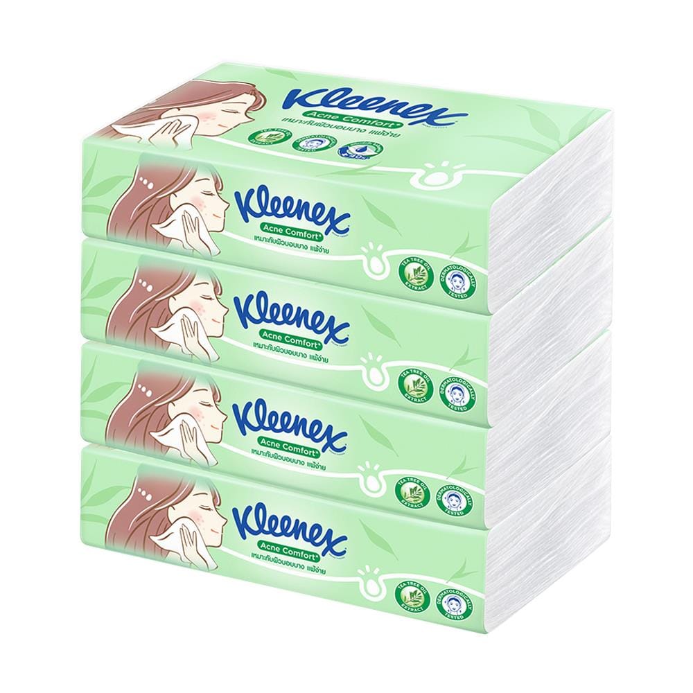กระดาษเช็ดหน้า KLEENEX ACNE COMFORT 100 แผ่น แพ็ก 4