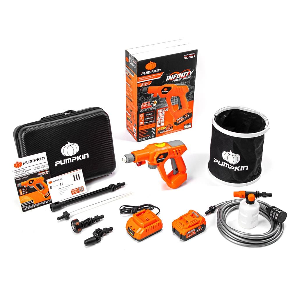 เครื่องฉีดน้ำไร้สาย (พร้อมแบตเตอรี่) PUMPKIN INF-50WG 20 โวลต์ 50 บาร์