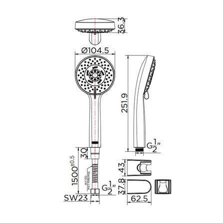ฝักบัวสายอ่อน 5 ระดับ KARAT FAUCET รุ่น KS-04-235-63 สีสเตนเลส_1