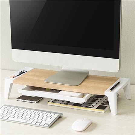 ที่วางจอพร้อมลิ้นชัก WORKSCAPE WAH-00014 สี NATURAL/ขาว_3