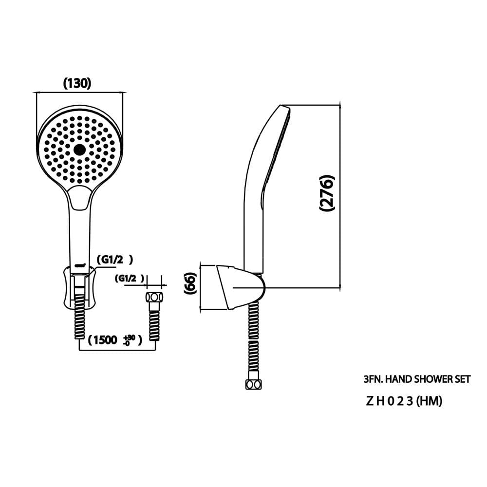 ชุดฝักบัวสายอ่อน 3 ระดับ COTTO รุ่น ZH023(HM) สีโครม