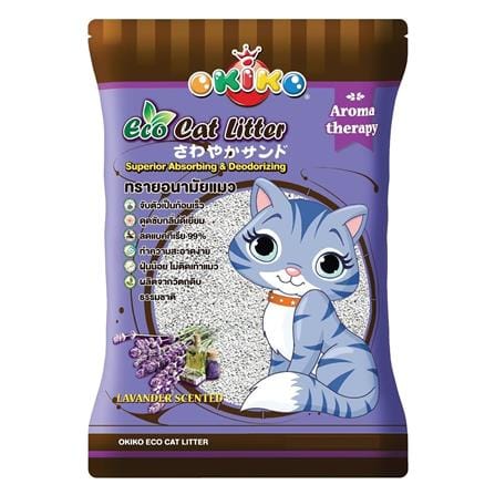 ทรายแมวภูเขาไฟ OKIKO ECO CAT LITTER กลิ่นลาเวนเดอร์ 10 ลิตร_0