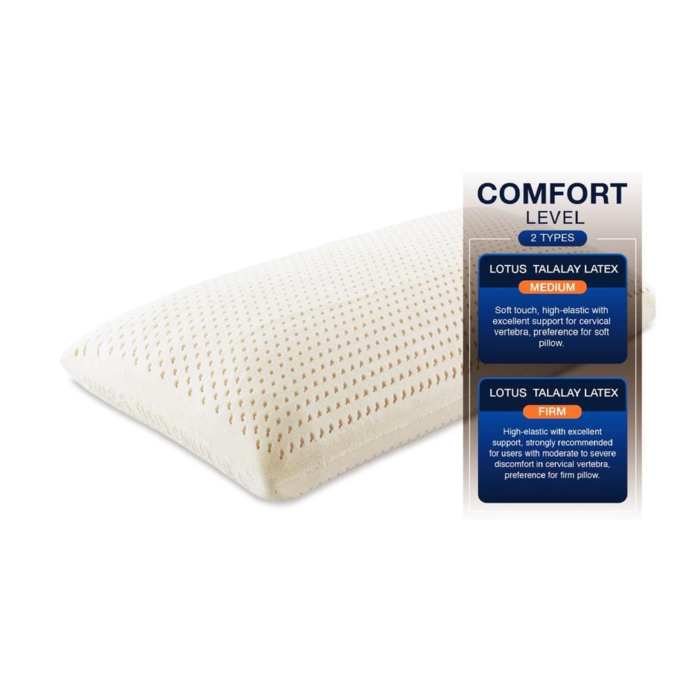 หมอนสุขภาพ ยางพารา LOTUS TALALAY MEDIUM 20x30 นิ้ว สีขาว