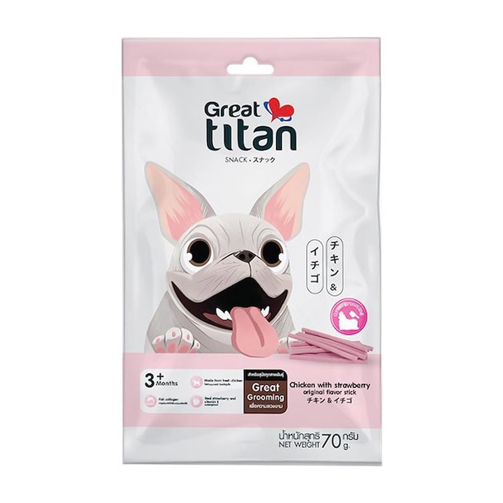 ขนมสุนัข GREAT TITAN CHICKEN WITH STRAWBERRY 70 ก.