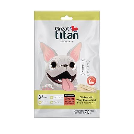 ขนมสุนัข GREAT TITAN CHICKEN WITH WHEY PROTEIN 70 ก.