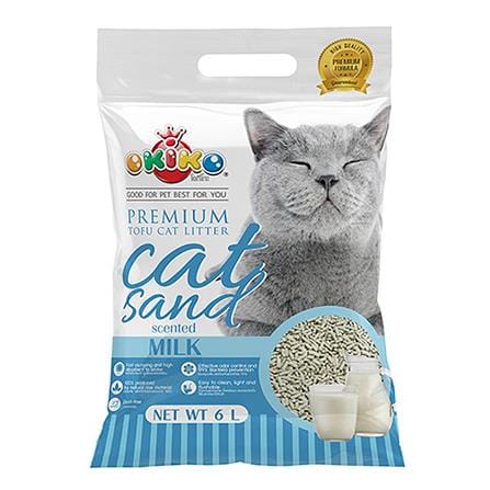 ทรายแมวเต้าหู้ OKIKO TOFU CAT LITTER กลิ่นนม 6 ลิตร_0