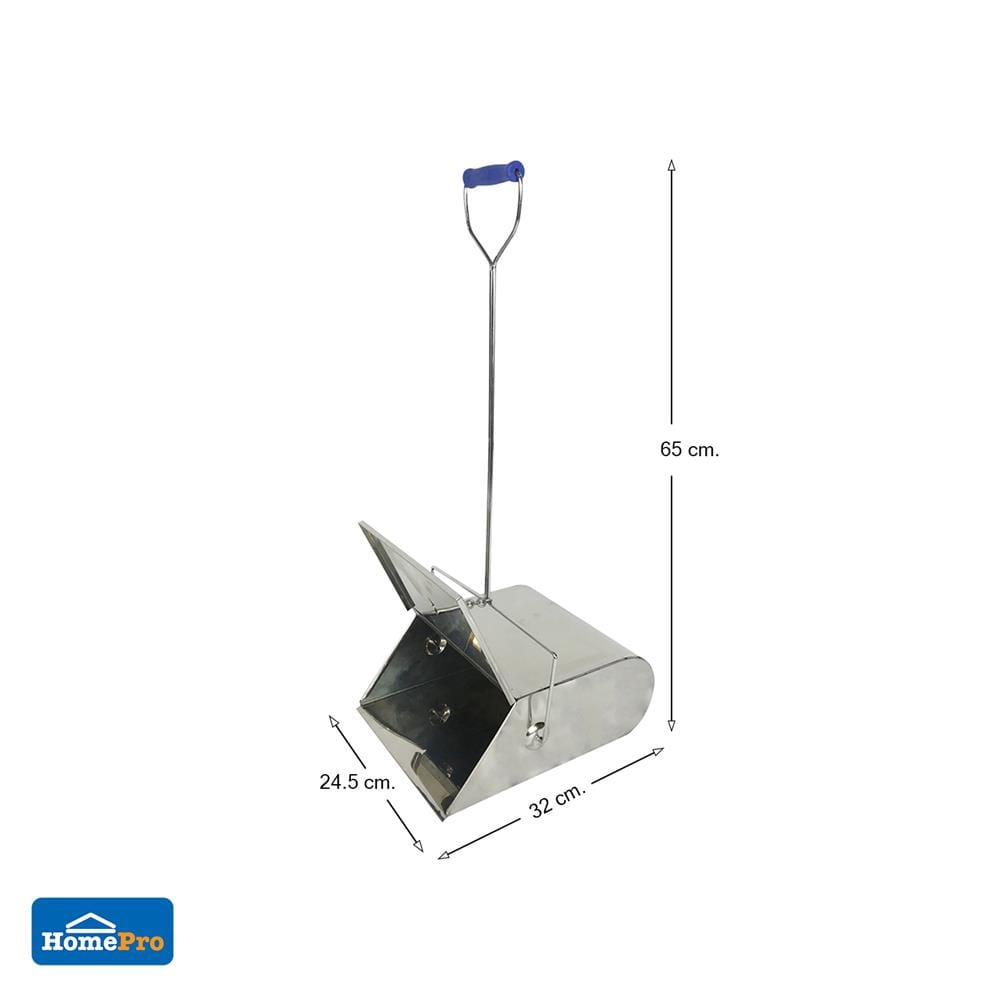 ที่โกยผงสเตนเลสพร้อมฝาเปิด-ปิด ด้ามยาว ACCO 9.5 นิ้ว สีเงิน