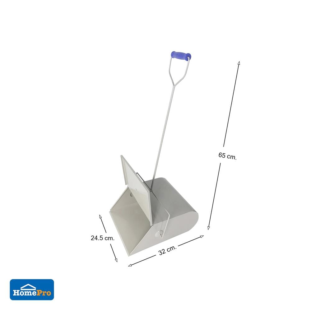 ที่โกยผงเหล็กพ่นสีพร้อมฝาเปิด-ปิด ด้ามยาว ACCO 9.5 นิ้ว สีเทา