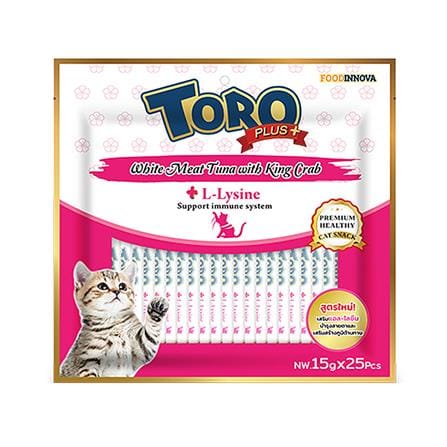 ขนมแมวเลีย TORO PLUS WHITE MEAT TUNA WITH KING CRAB แพ็ก 25 ชิ้น_0