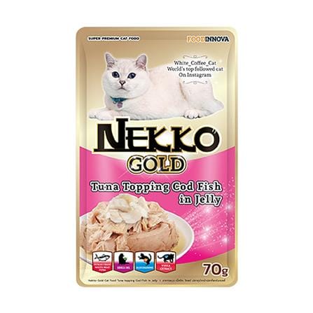 อาหารเปียกแมว NEKKO GOLD TUNA WITH CODFISH IN JELLY 70 ก._0