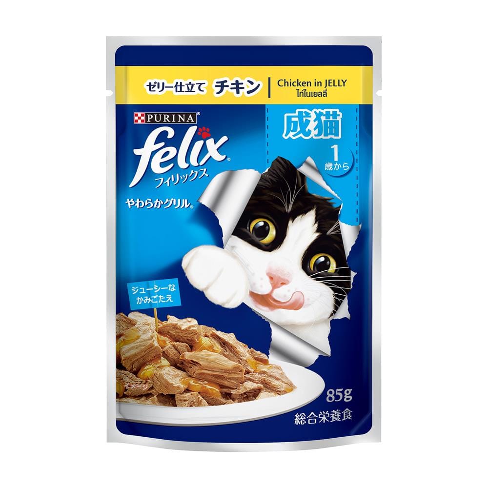 อาหารเปียกแมว FELIX ADULT CHICKEN IN JELLY 85 ก.