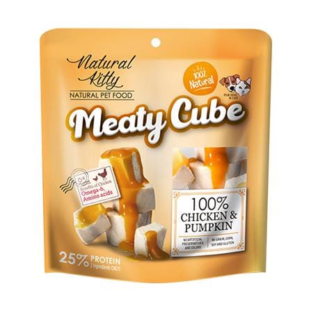 อาหารเปียกสุนัขและแมว NATURAL KITTY MEATY CUBE CHICKEN & PUMPKINS 60 ก._0