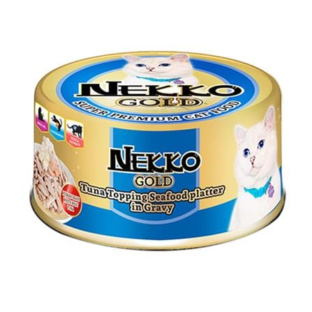 อาหารเปียกแมว NEKKO GOLD TUNA SEAFOOD PLATTER IN GRAVY 85 ก._0