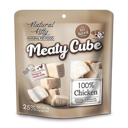 อาหารเปียกสุนัขและแมว NATURAL KITTY MEATY CUBE CHICKEN 60 ก.