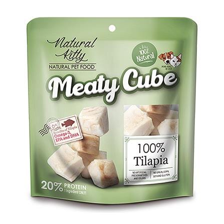 อาหารเปียกสุนัขและแมว NATURAL KITTY MEATY CUBE TILAPIA 50 ก._0