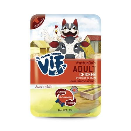 อาหารเปียกสุนัข VIF ADULT CHICKEN WITH BEEF IN GRAVY 75 ก.
