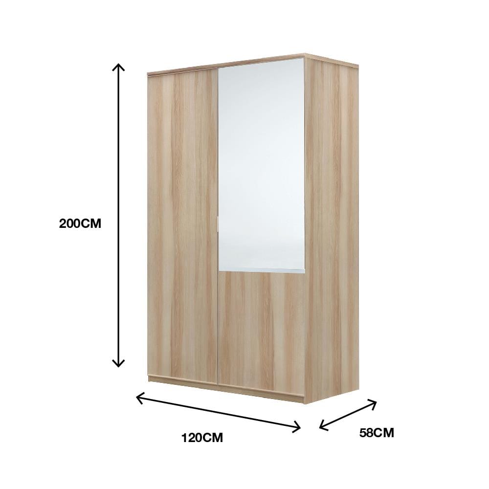 ตู้เสื้อผ้า 2 บานเปิด BURO MAGNUS 120 ซม. สีเนเชอรัลแอช