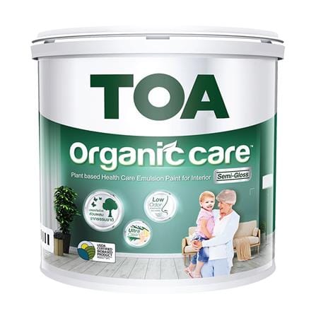 สีน้ำทาภายใน ชนิดกึ่งเงา TOA ORGANIC CARE BASE B สีขาว 9 ลิตร_0