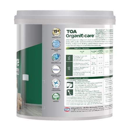 สีน้ำทาภายใน ชนิดกึ่งเงา TOA ORGANIC CARE BASE A สีขาว 9 ลิตร_2