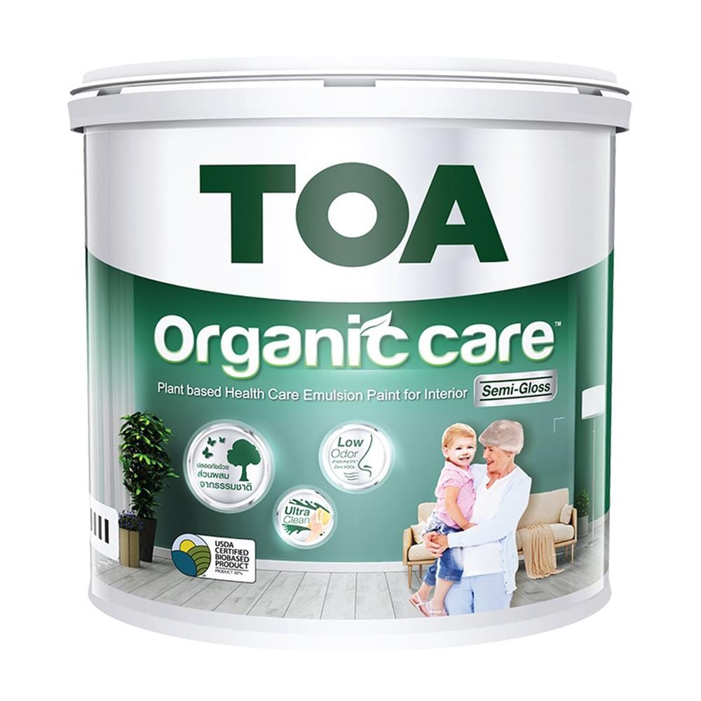 สีน้ำทาภายใน ชนิดกึ่งเงา TOA ORGANIC CARE BASE A สีขาว 3.5 ลิตร