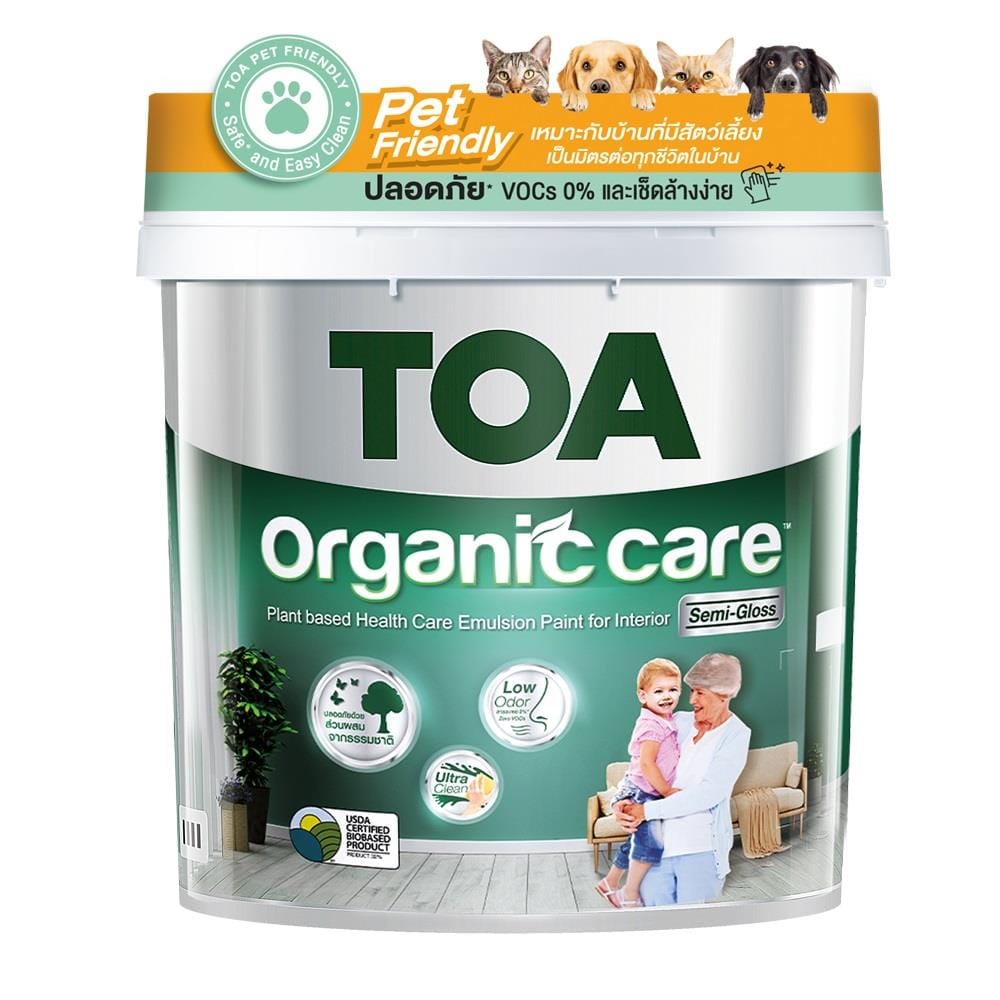 สีน้ำทาภายใน ชนิดกึ่งเงา TOA ORGANIC CARE 100 สีขาว 3.5 ลิตร