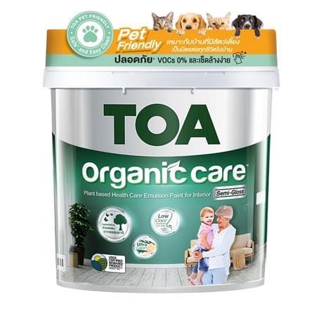 สีน้ำทาภายใน ชนิดกึ่งเงา TOA ORGANIC CARE 100 สีขาว 9 ลิตร_0