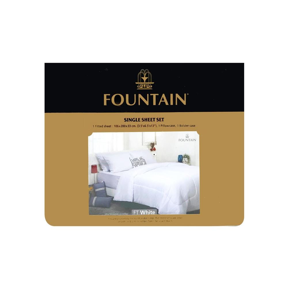 ชุดผ้าปูที่นอน 3.5 ฟุต 3 ชิ้น FOUNTAIN COLOR 70103-FT WHITE
