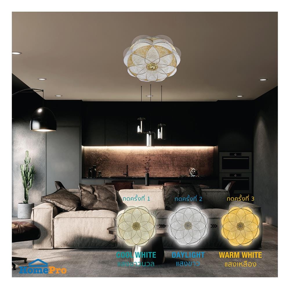 ไฟเพดาน LED LAMPTAN FLORIA 19 นิ้ว 36 วัตต์ DAYLIGHT/COOL WHITE/WARM WHITE สีขาว