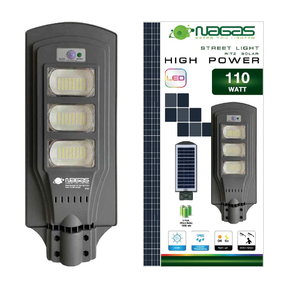 ไฟถนน SOLAR NAGAS SL 110 วัตต์ DAYLIGHT สีเทา