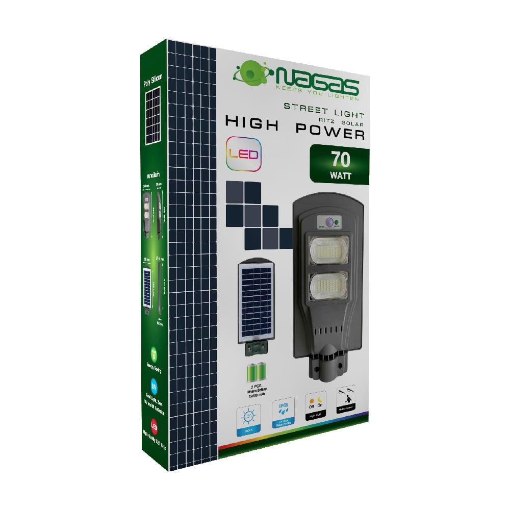 ไฟถนน SOLAR NAGAS SL 70 วัตต์ DAYLIGHT สีเทา