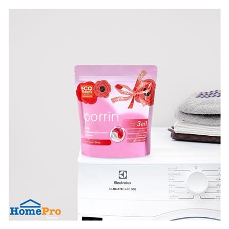 เจลบอลซักผ้าผสมน้ำยาปรับผ้านุ่ม สูตรเข้มข้นพิเศษ PORRIN 25 ชิ้น/ซอง SWEET ROSY_2