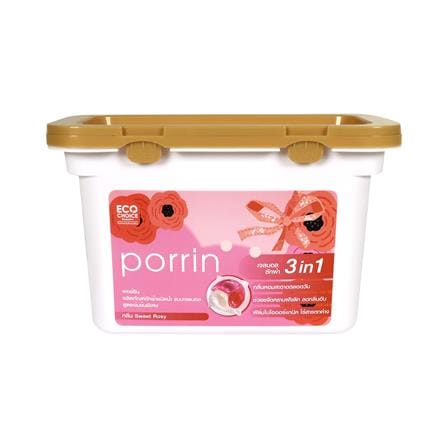 เจลบอลซักผ้าผสมน้ำยาปรับผ้านุ่ม สูตรเข้มข้นพิเศษ PORRIN 15 ชิ้น/กล่อง SWEET ROSY_0