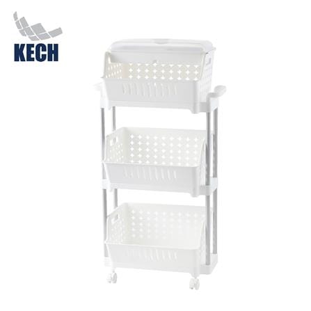ชั้นตะกร้าวางของ 3 ชั้น มีล้อ KECH WAGON 45.5X24.5X91 ซม. สีขาว