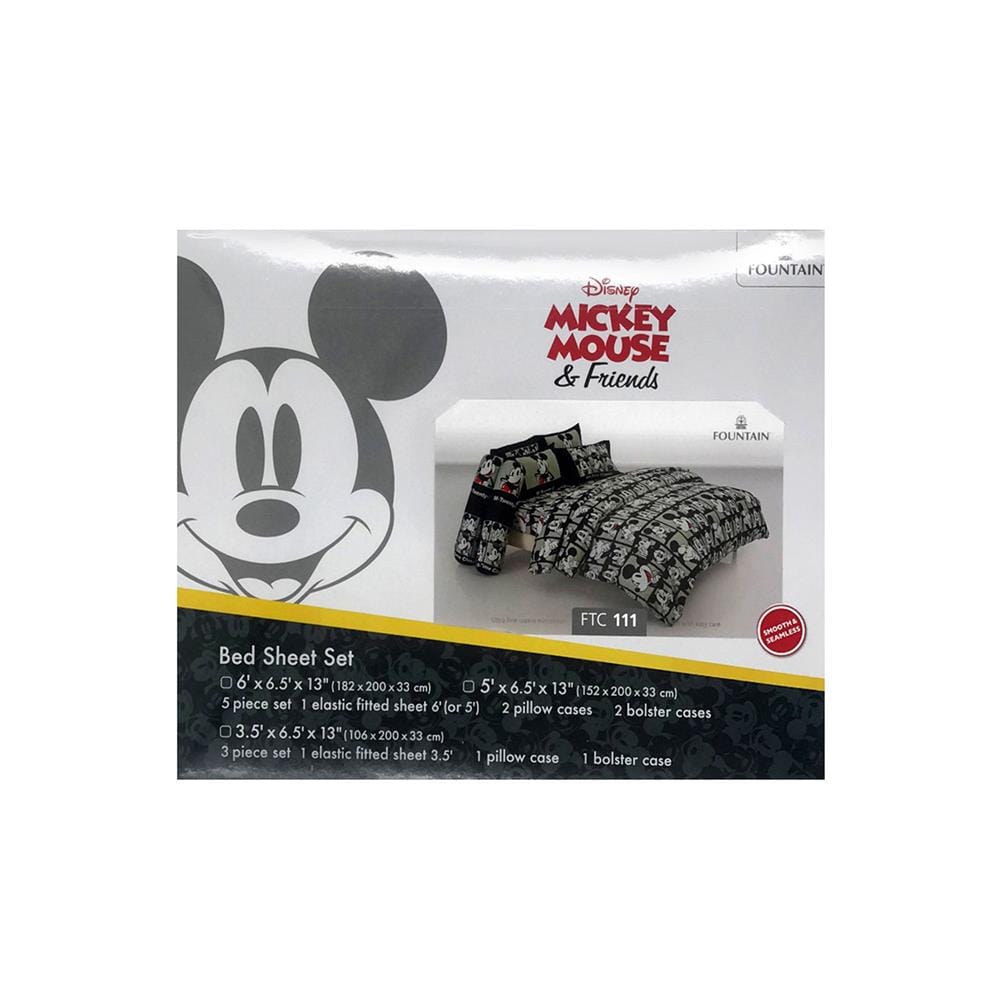ชุดผ้าปูที่นอน 6 ฟุต 5 ชิ้น FOUNTAIN MICKEY MOUSE FTC111