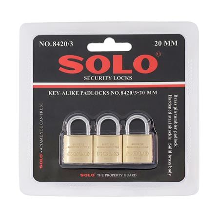 กุญแจคีย์อะไลก์ SOLO 8420 20 มม. สีทองเหลือง 3 ตัว/ชุด_2